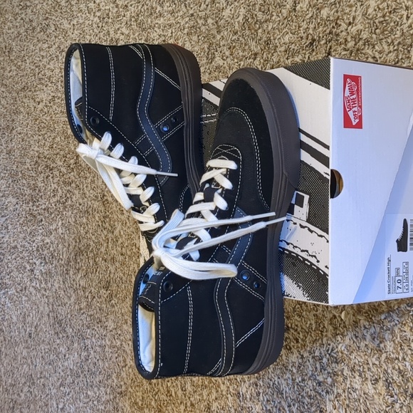 Vans Crockett Decon High Skate Shoes Black Chocolate White Hi Top Mens 7 New - Picture 5 of 7